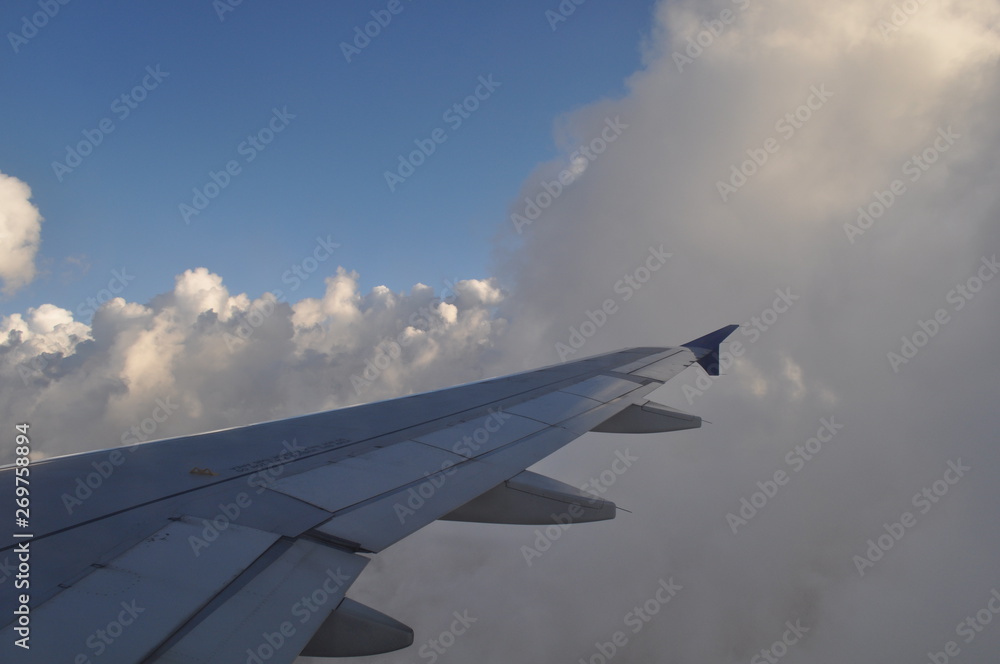 The beautiful view from airplane window sky and cloud The beautiful view from airplane window sky and cloud