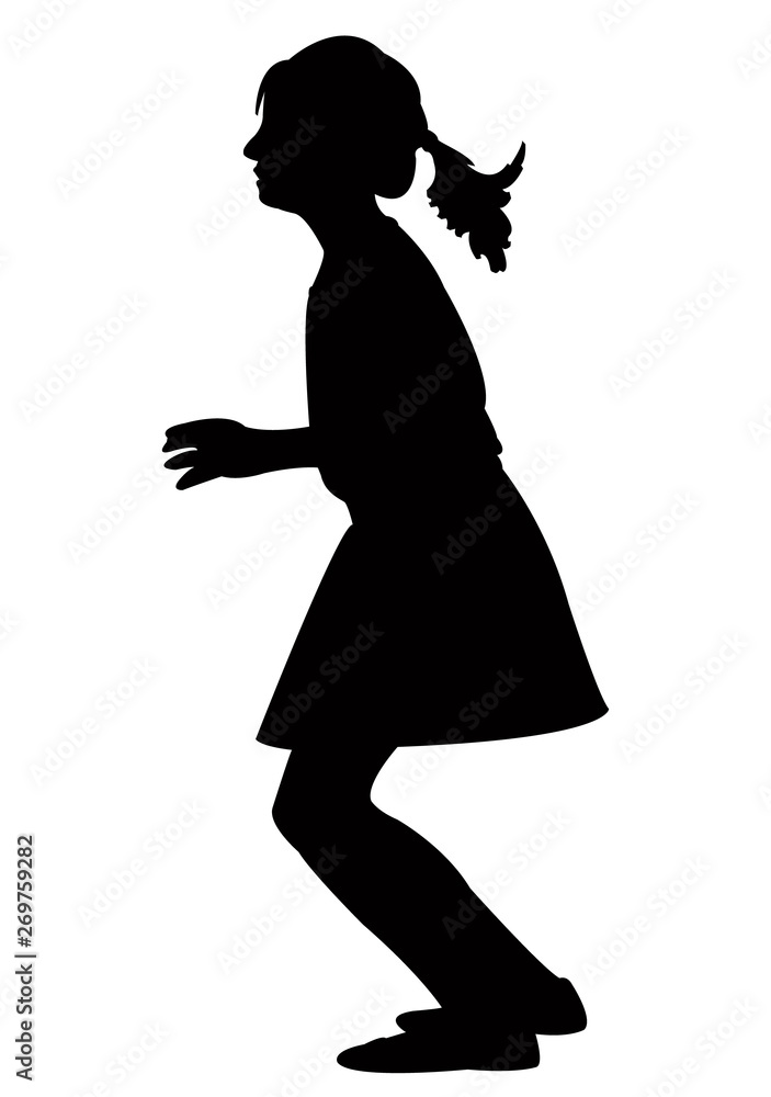 a girl walking body, silhouette vector