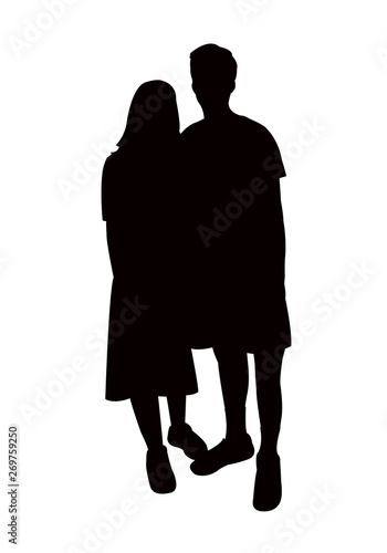 a couple together, silhouette vector