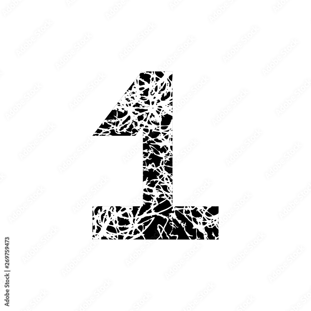Number one, symbol 1. Textured font Grunge Design Number one, symbol 1. Textured font Grunge Design