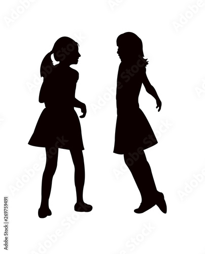 girl making chat, silhouette vector