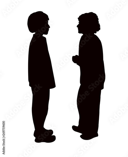 children making chat, silhouette vector
