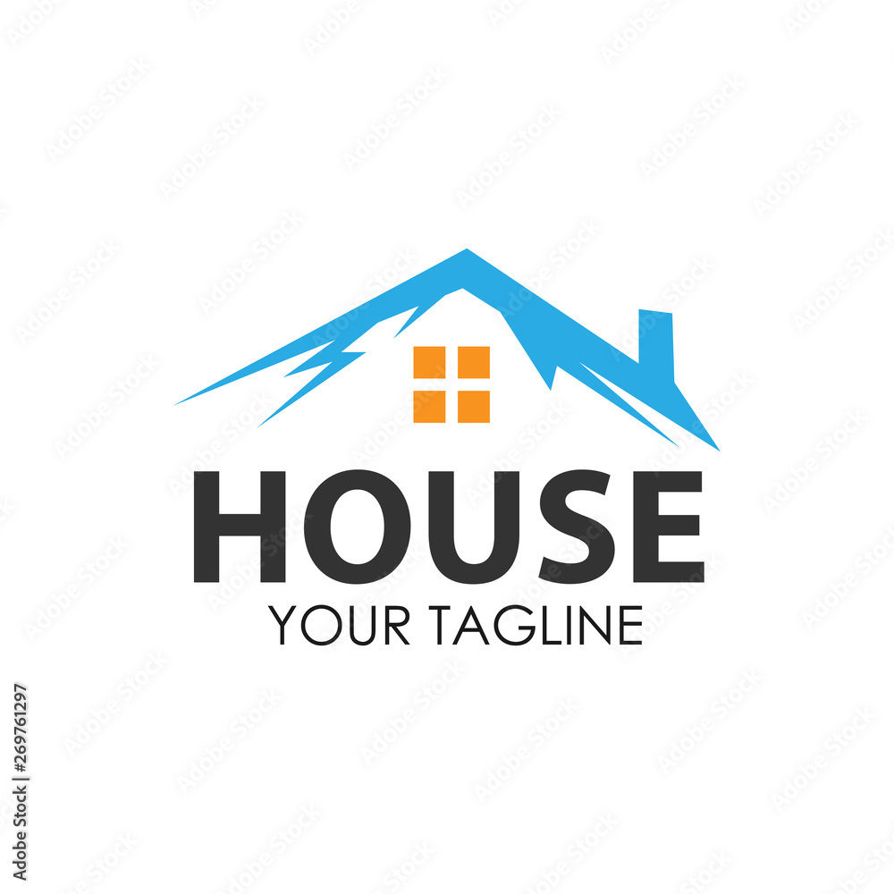 House and mountain stock logo template. Flat design House and mountain stock logo template. Flat design