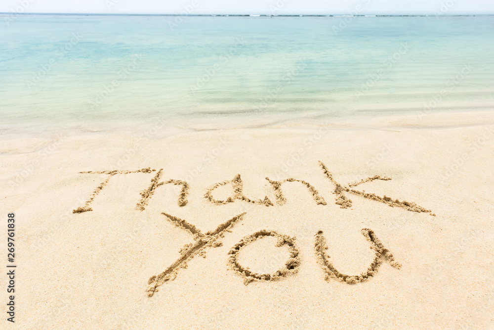 Thank You Word Written On The Sand At Beach Stock Photo | Adobe Stock