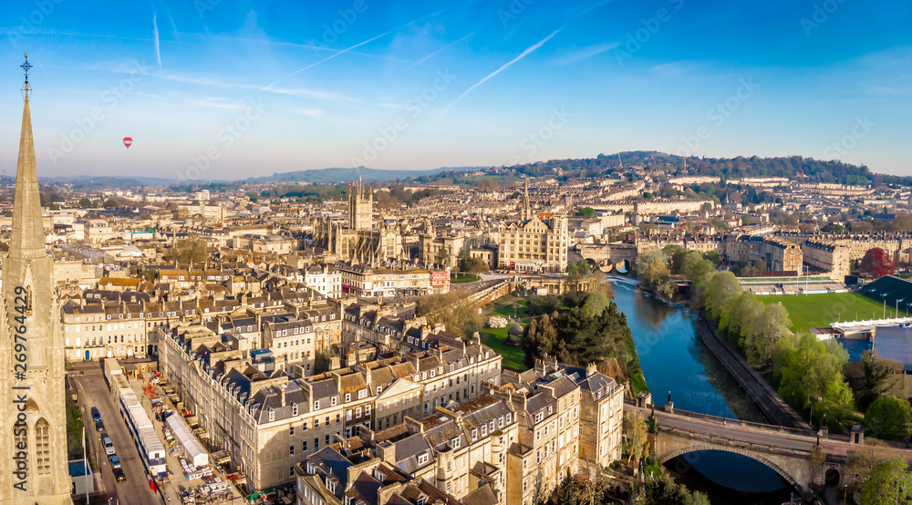 Aerial view of Bath, England - obrazy, fototapety, plakaty 