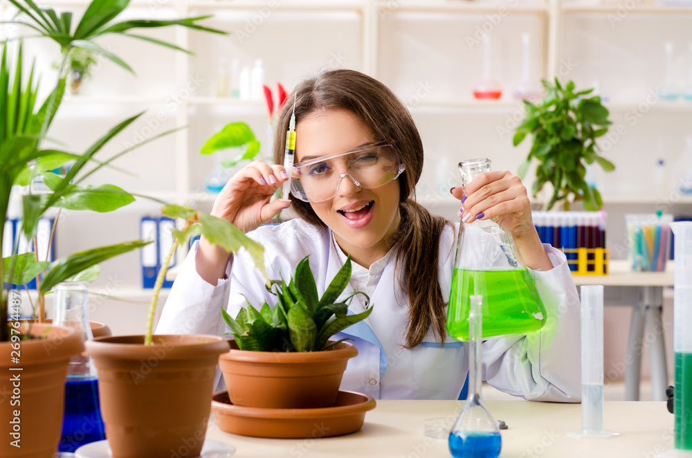 Young beautiful biotechnology chemist working in the lab Young beautiful biotechnology chemist working in the lab