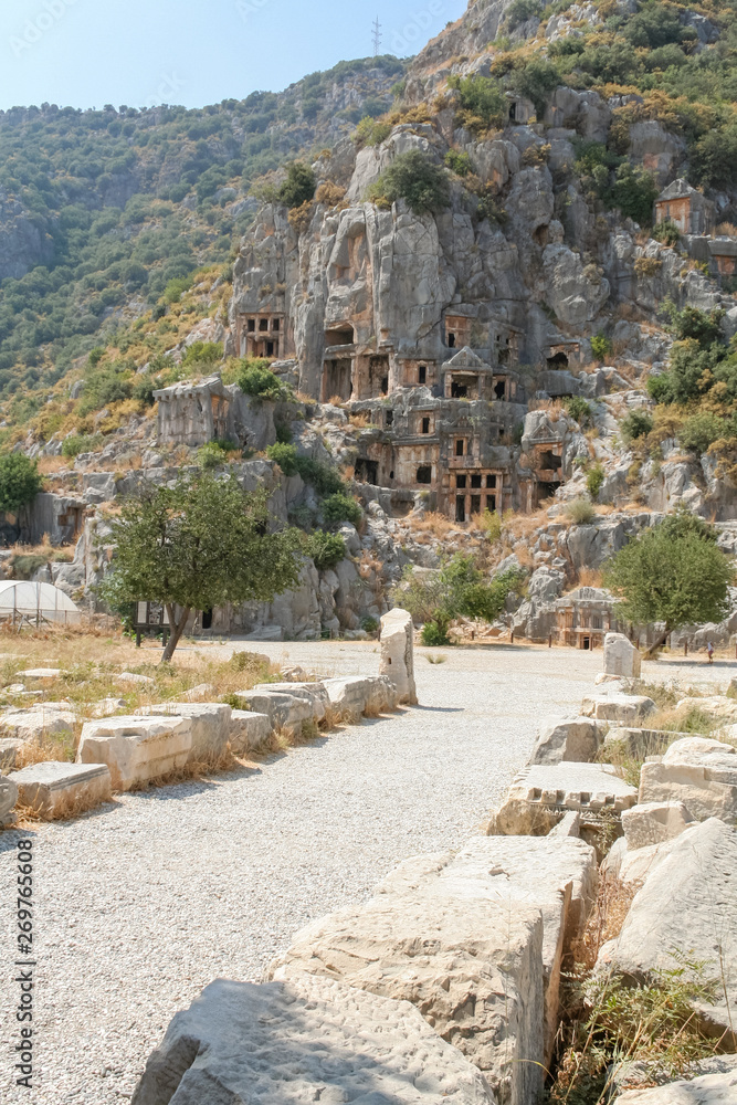 Lycian Tombs in Myra, Turkey, Demre