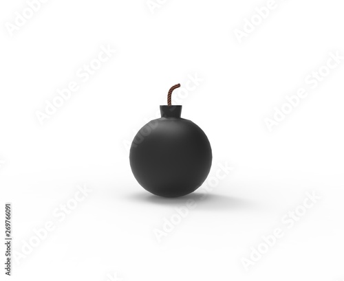 Black Bomb isolated 3D Rendering