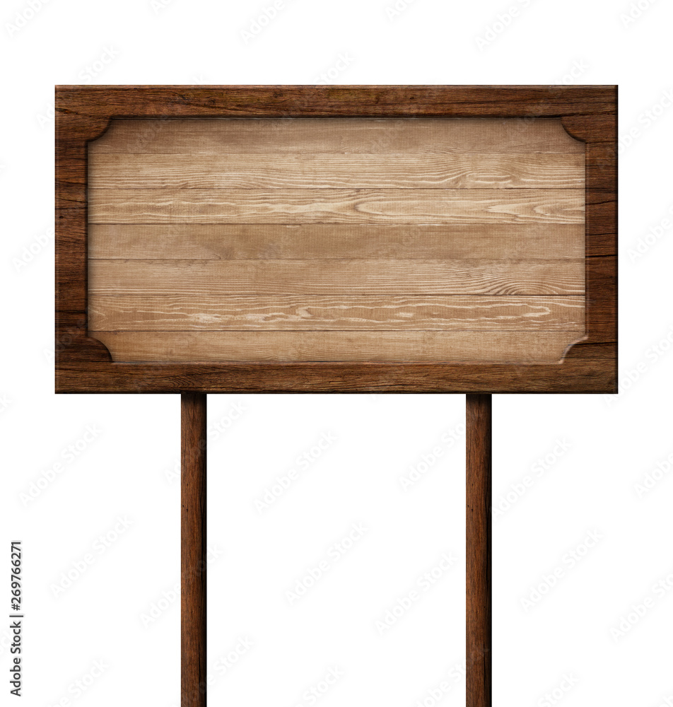 Wooden pole signpost made of natural wood and with dark frame Wooden pole signpost made of natural wood and with dark frame