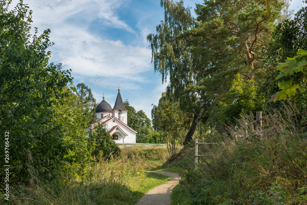 The path to the Church of the Holy Trinity in the Bekhovo village, Russia, Polenovo