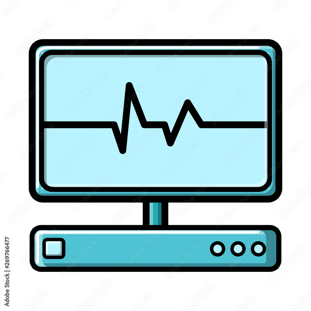 Abstract medical device with a monitor for examination of the heart, ultrasound and cardiogram, icon on a white background. Vector illustration Abstract medical device with a monitor for examination of the heart, ultrasound and cardiogram, icon on a white background. Vector illustration