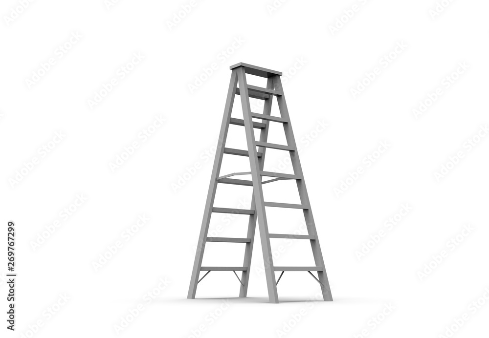 Metal Stairs isolated on white 3D Rendering - obrazy, fototapety, plakaty 