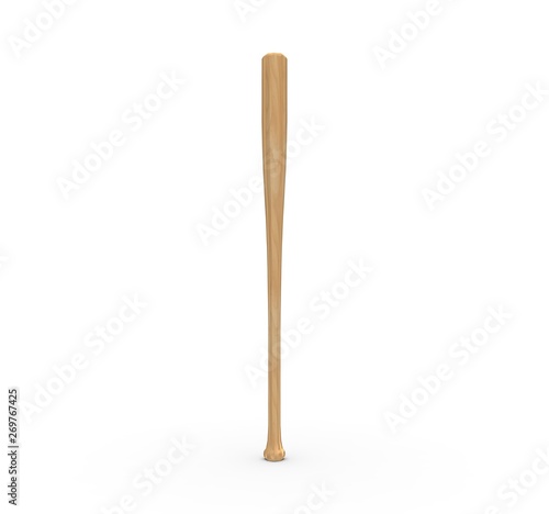 Wood baseball bat 3D Rendering