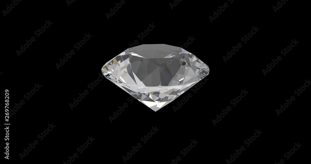 Diamond on Black Background 3D Rendering