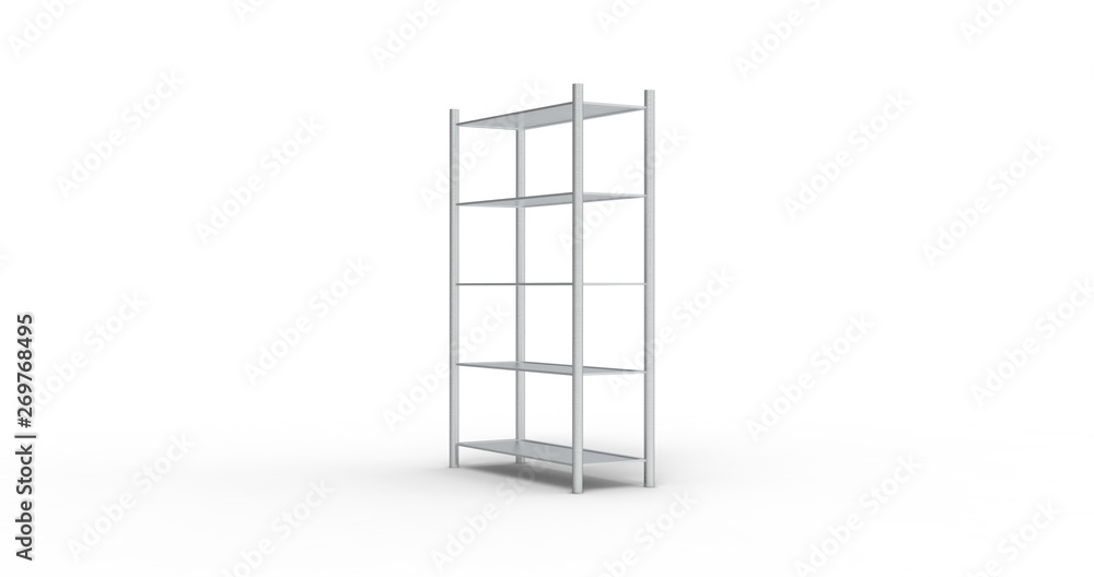 Metal Shelf on white 3D Rendering