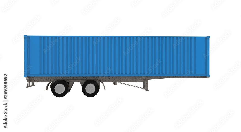 Trailer Container isolated on white 3D Rendering Trailer Container isolated on white 3D Rendering
