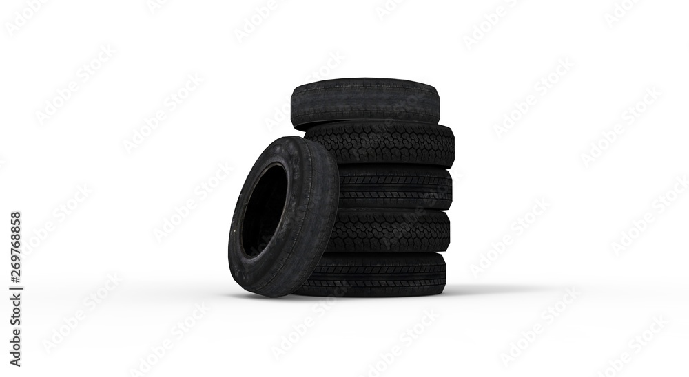 Black Wheel isolated on white 3D Rendering Black Wheel isolated on white 3D Rendering