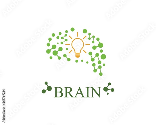 Brain with bulb icon Logo vector of idea and think