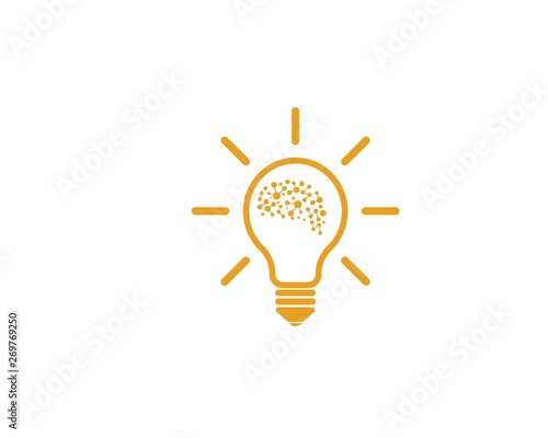 Brain with bulb icon Logo vector of idea and think