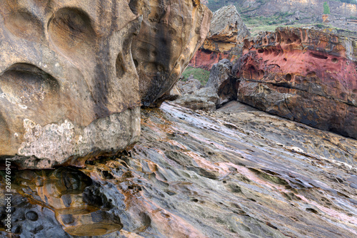 Colorful cliffs of Labetxu Valley in Jaizkibel mountain, Basque Country, Spain photo