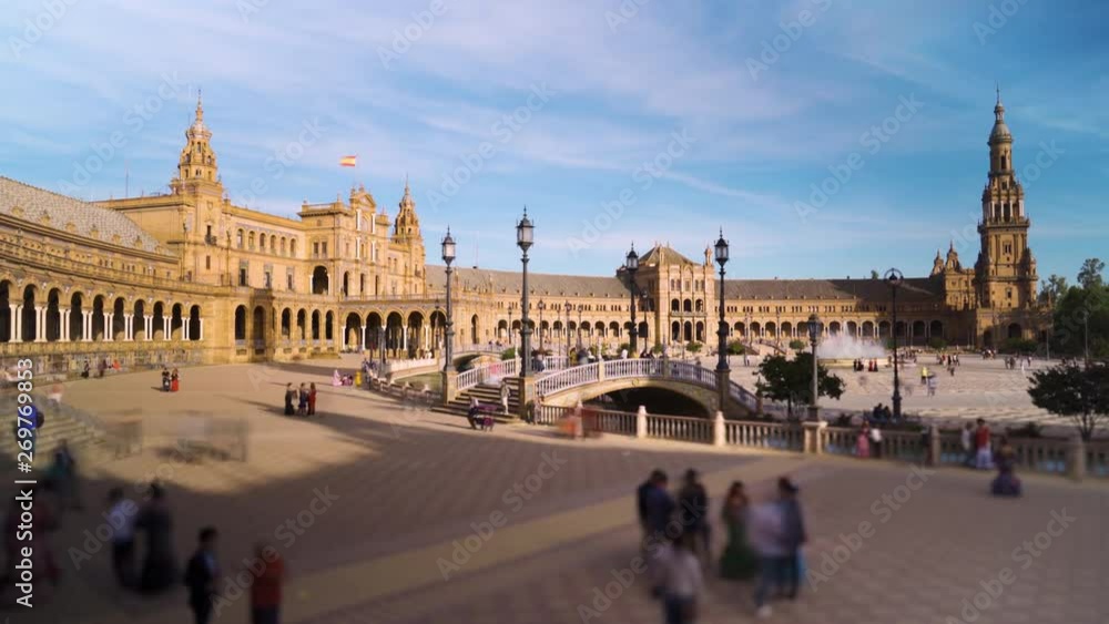 Spain Square of Plaza De Espana in Seville, Spain Time lapse Spain Square of Plaza De Espana in Seville, Spain Time lapse