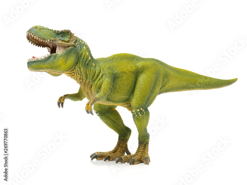 Photo green tyrannosaurus on white background