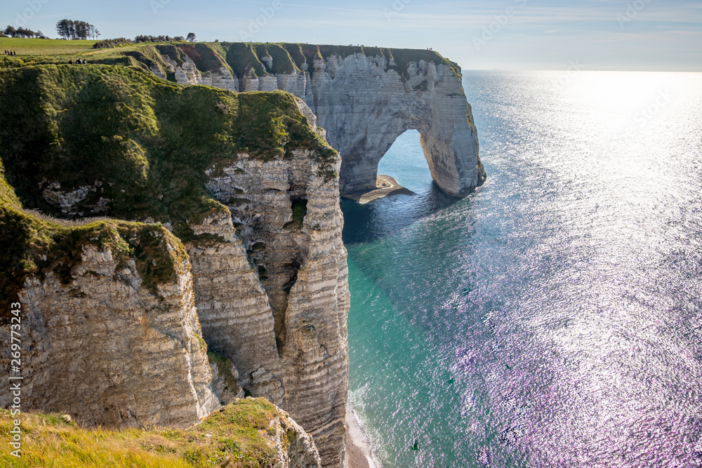 Naklejka premium Aerial view, summer in Etretat, France.
