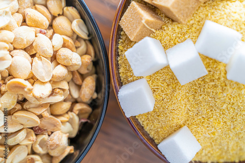 Garri , Sugar and Groundnuts a popular Nigerian Snack