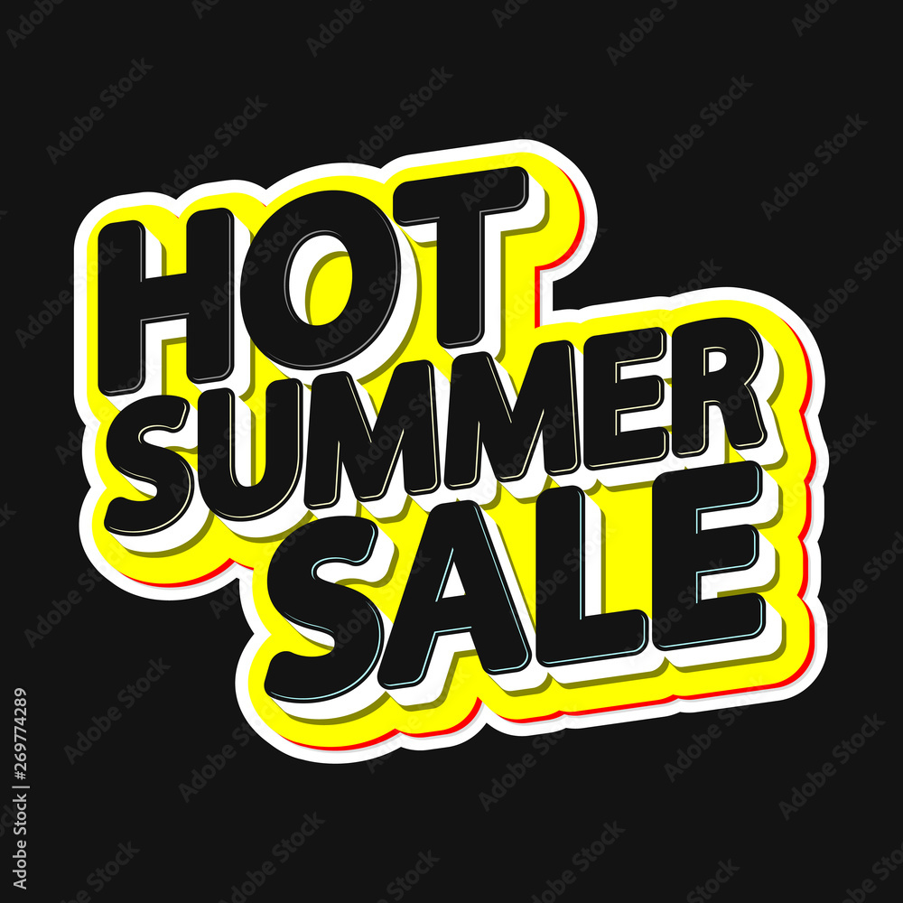 Hot Summer Sale, poster design template, isolated sticker, vector illustration