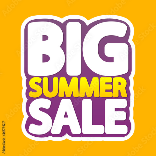 Big Summer Sale, poster design template, isolated sticker, vector illustration