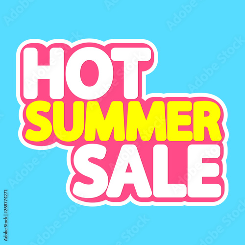 Hot Summer Sale, poster design template, isolated sticker, vector illustration