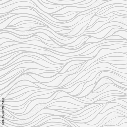 Wavy background. Hand drawn waves. Stripe texture with many lines. Waved pattern. Line art. Black and white illustration © mikabesfamilnaya