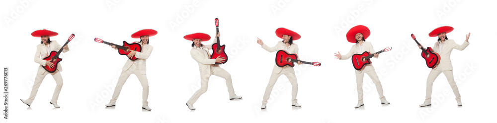 Mexican guitar player isolated on white Mexican guitar player isolated on white