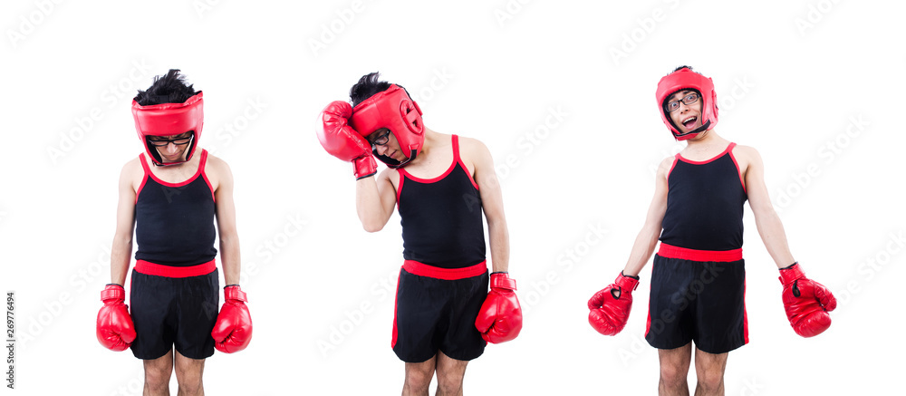 Funny boxer isolated on the white background Funny boxer isolated on the white background
