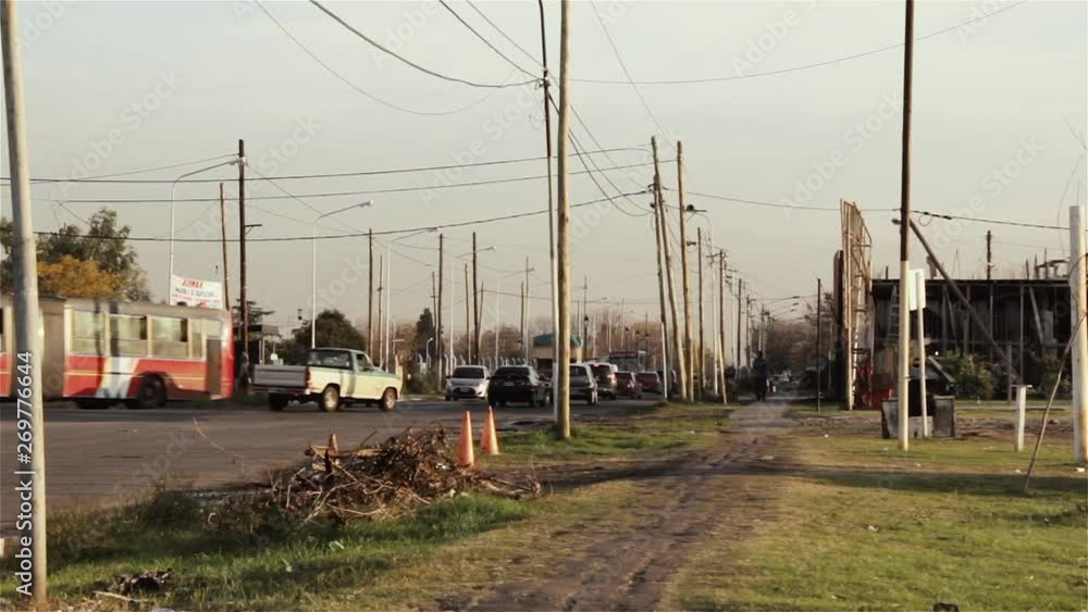 Road With Electric Poles In Buenos Aires Province, Argentina. Road With Electric Poles In Buenos Aires Province, Argentina.