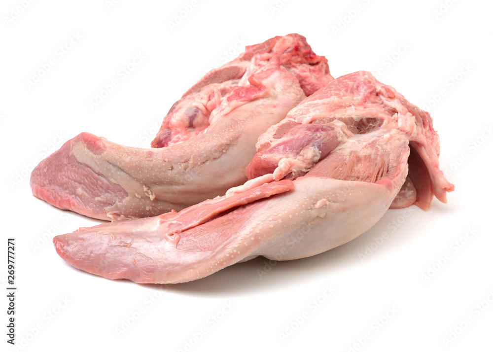 raw pork tongue isolated on white background raw pork tongue isolated on white background