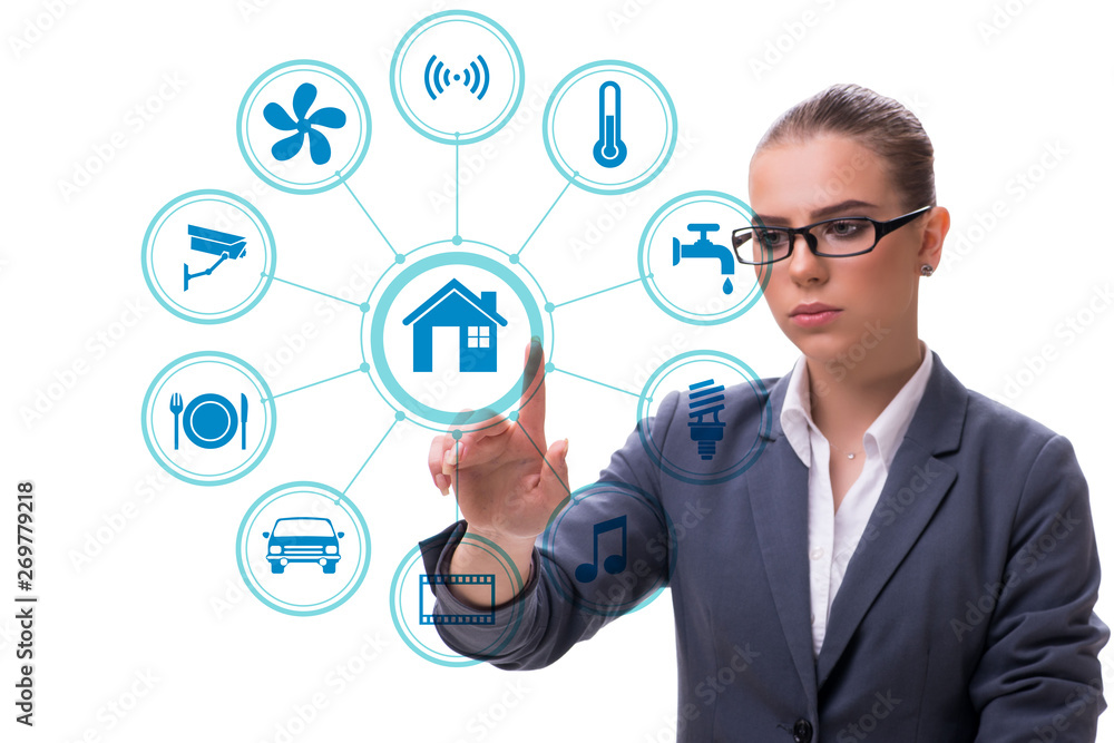 Smart home concept with woman Smart home concept with woman