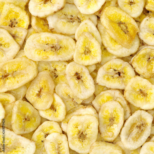 Sliced dried banana background