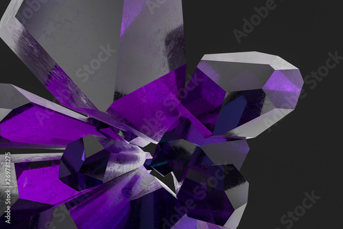 A cluster of precision-cut magic crystal, science fiction and magic theme, 3d rendering.