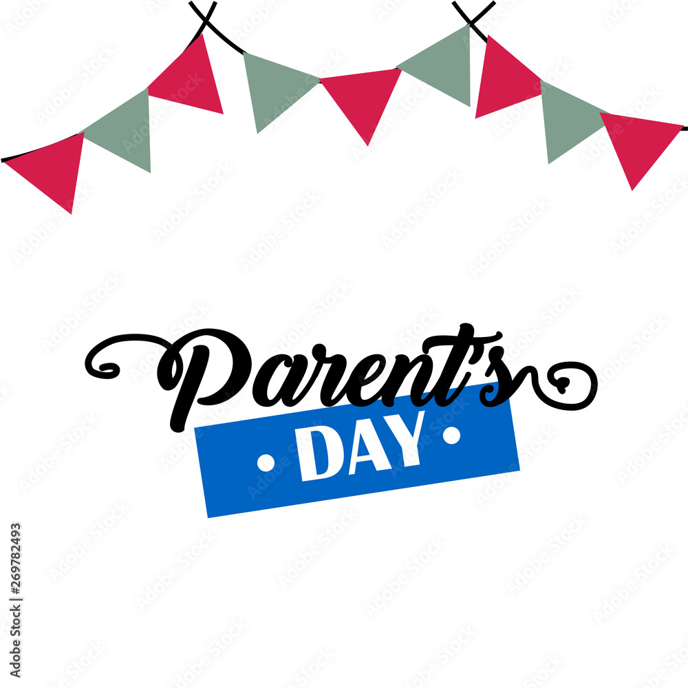 Fototapeta premium Happy Parents Day Greeting Card Vintage Vector Template Design Background Illustration