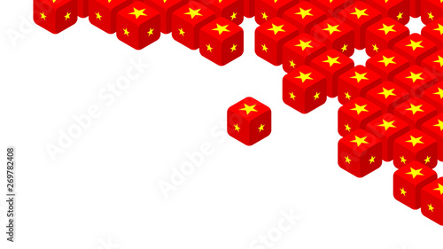 3D isometric Dice with China flag pattern, Trade war and tax crisis concept design illustration isolated on white background with copy space, vector eps 10 photo
