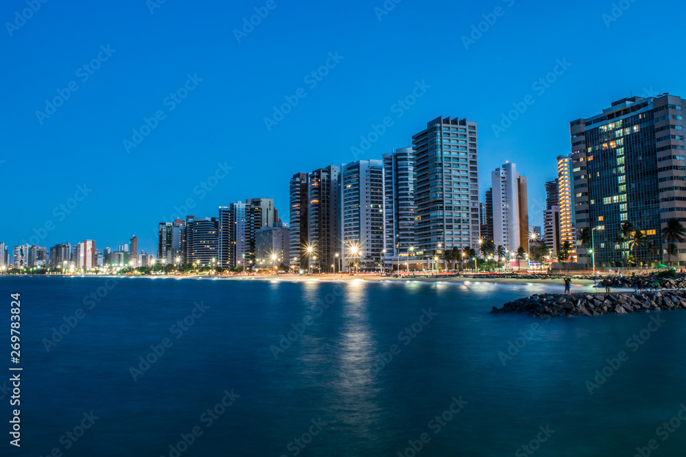 Fototapeta premium Night photo of the coast of Fortaleza - Ceará - Brazil. Iracema Beach.