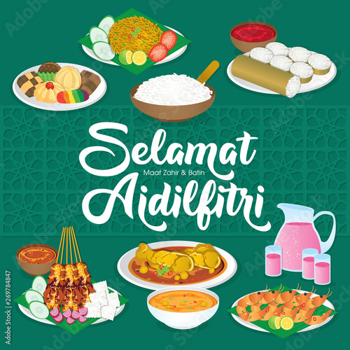 Iftar/Berbuka Puasa (or Fatoor) is the evening meal with which Muslims end their daily Ramadan fast at sunset.  (Caption: Hari Raya Aidilfitri also known as Eid al-Fitr)