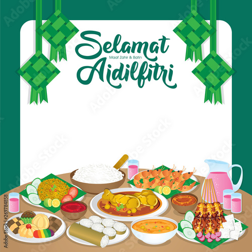 Iftar/Berbuka Puasa (or Fatoor) is the evening meal with which Muslims end their daily Ramadan fast at sunset.  (Caption: Hari Raya Aidilfitri also known as Eid al-Fitr)