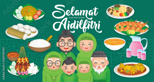 Iftar/Berbuka Puasa (or Fatoor) is the evening meal with which Muslims end their daily Ramadan fast at sunset.  (Caption: Hari Raya Aidilfitri also known as Eid al-Fitr)