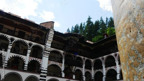 The exterior of Rila Monastery - the largest and most famous Eastern Orthodox monastery in Bulgaria photo