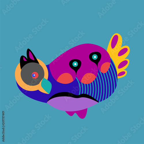 Vector Illustration Colorful Birds and Chicken in Flat Colors. Illustration can Use for Logo  pattern  background  print  fabric  website  landing page and decoration.