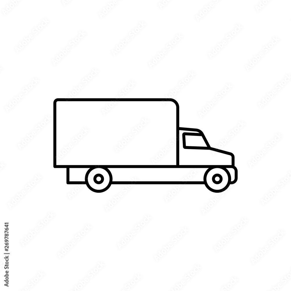 Delivery truck icon. Mini-truck for cargo shipping. Delivery van, line style. Delivery service concept for web and mobile application design.