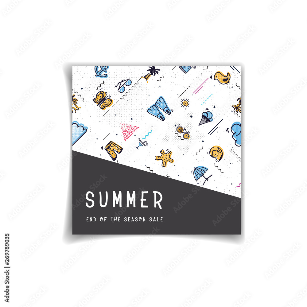 Summer sale banners decorate with memphis design Summer sale banners decorate with memphis design