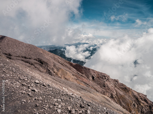 Mountain Semeru Mahameru. On the top photo